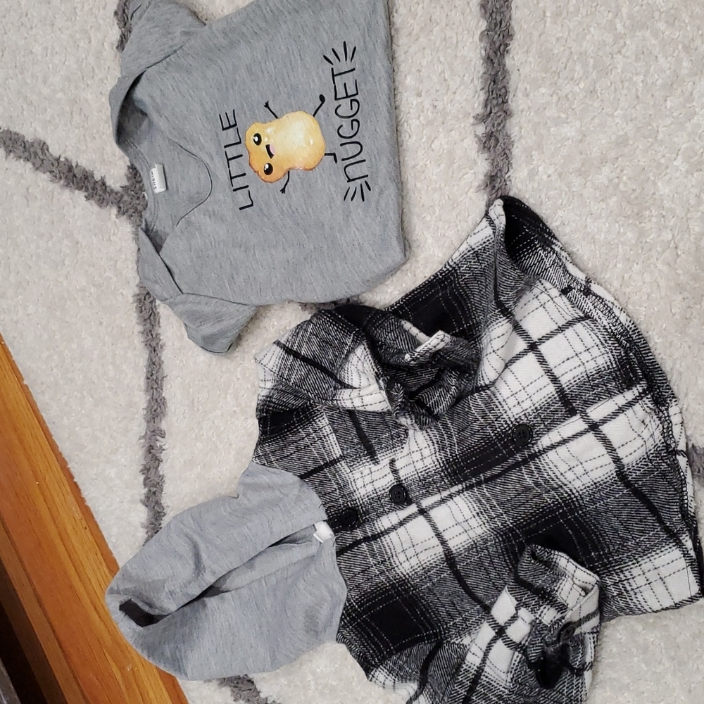 Baby flannel and t-shirt